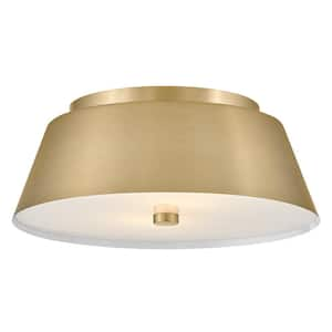 Tess 14.0 in. 2-Light Lacquered Brass Flush Mount