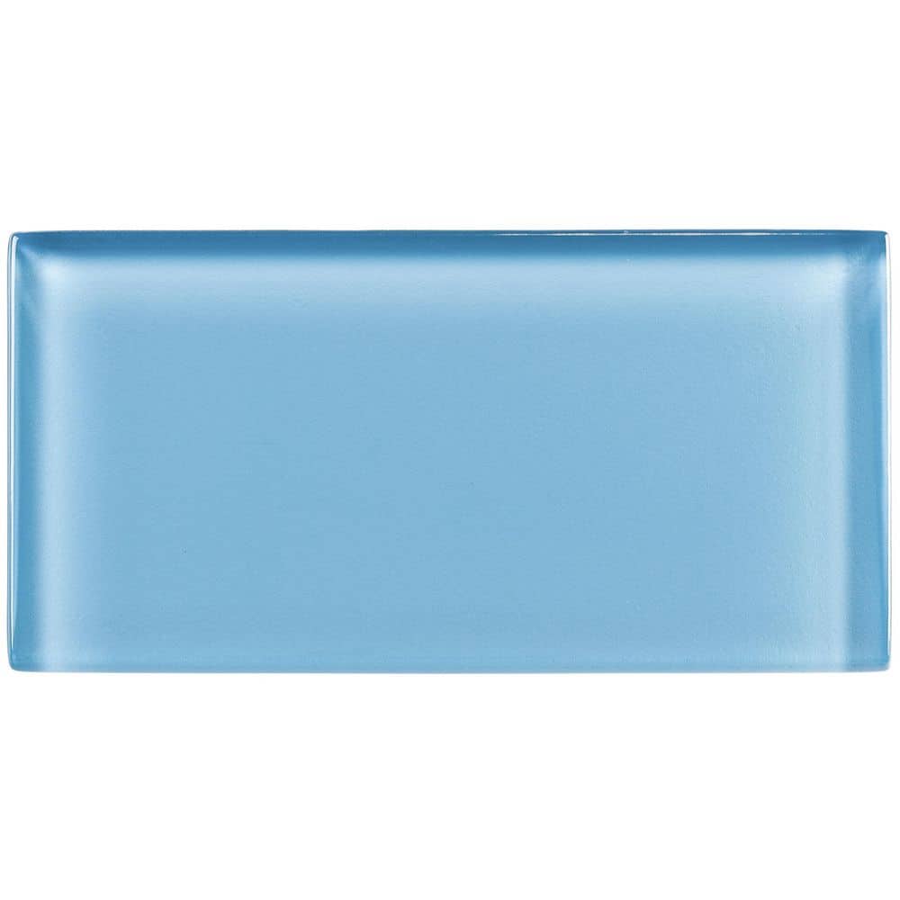 Enchant Joy Spell Blue Glossy 3 in. x 6 in. Smooth Glass Subway Wall Tile (
