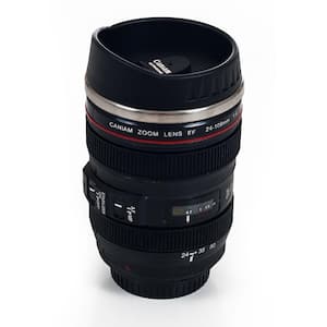 12 oz. Black Stainless Steel Camera Lens Coffee Mug