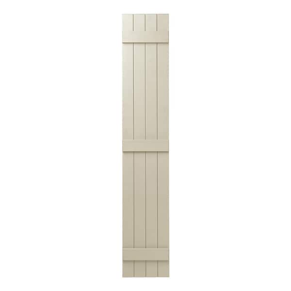 Ply Gem 15 in. x 75 in. Polypropylene 4-Board Closed Board and Batten Shutters Pair in Sand Dollar