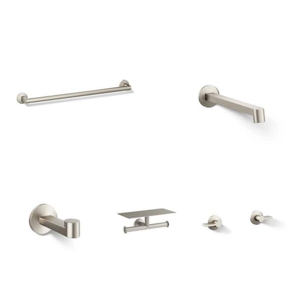 Components Bathroom Faucet, Robe Hook, Toilet Paper Holder and 24 in. Towel Bar Set