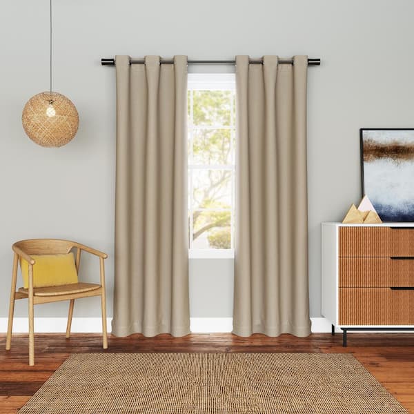 Marlowe Taupe Polyester 40 in. W x 84 in. L Grommet Room Darkening Curtain (Single Panel)