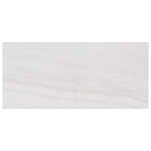 Glossy Rapids White 10 in. x 20 in. Subway Gloss Ceramic Wall Tile (14.80 sq. ft./Case)