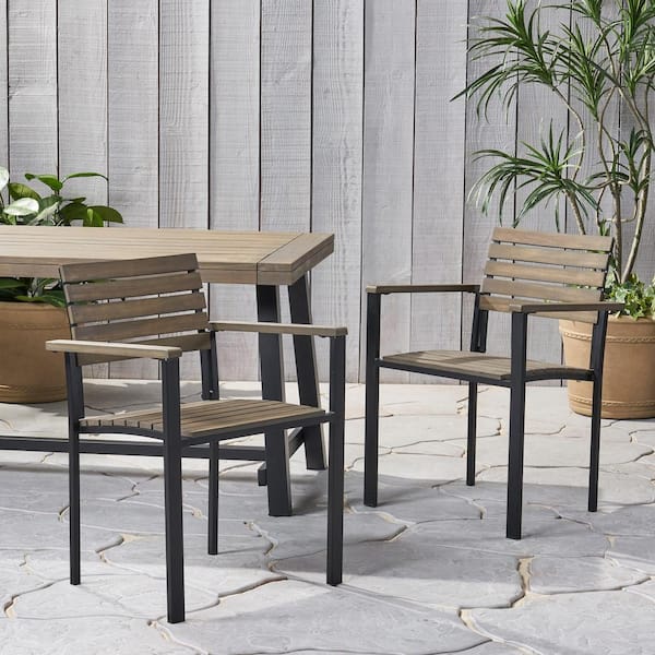 Metal Outdoor Dining Chairs, Black Wooden Outdoor Dining Chairs