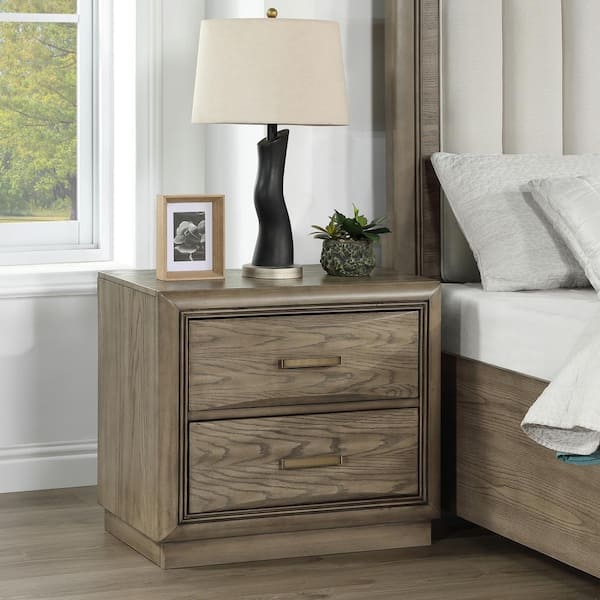 Sonoma Light Gray Wood 2-Drawers 28 in. Nightstand