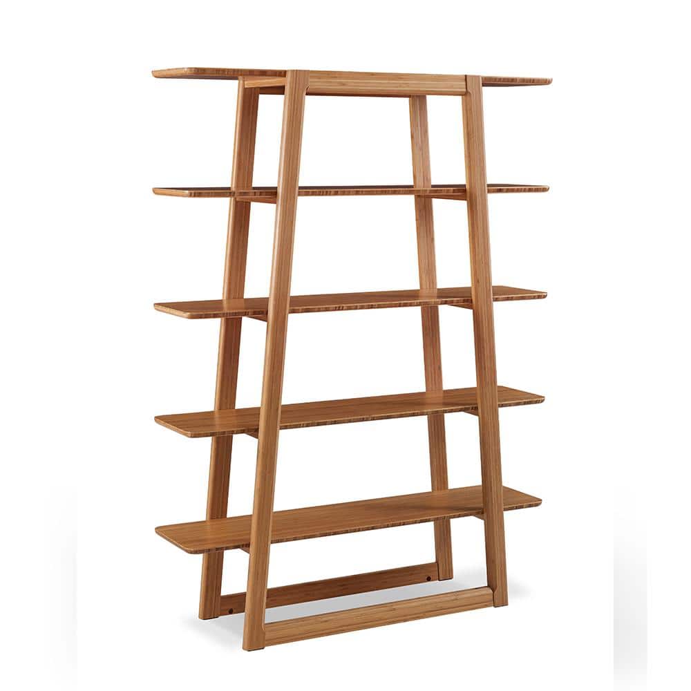 Currant Caramelized Solid Bamboo 5-Tier Bookshelf
