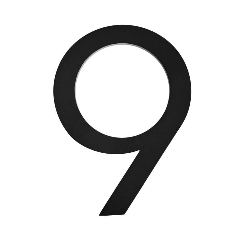 8 in. Matte Black Aluminum Floating or Flat Modern House Number 9