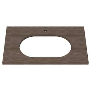 Studio S 33 in. Above Counter Sink Top with Single Faucet Hole in Walnut