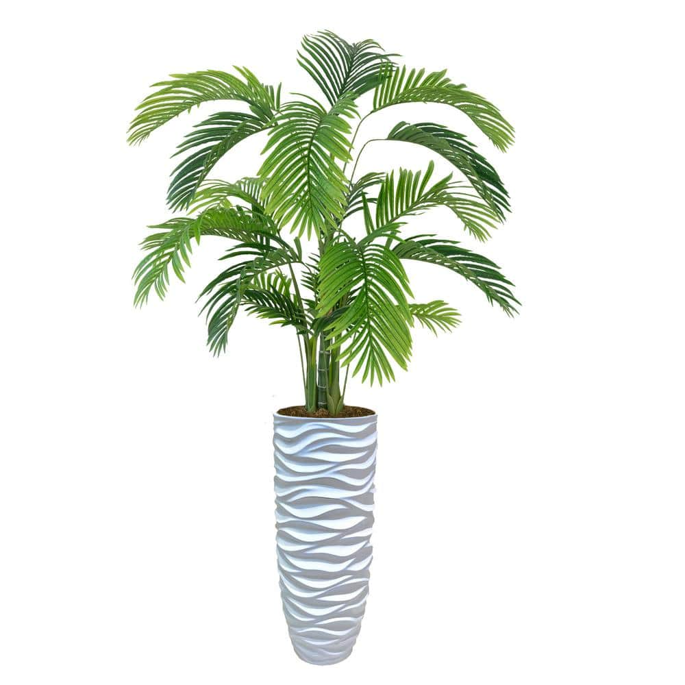 VINTAGE HOME Artificial Faux Real Touch 6.84 ft. Tall Palm Tree with Fiberstone Planter