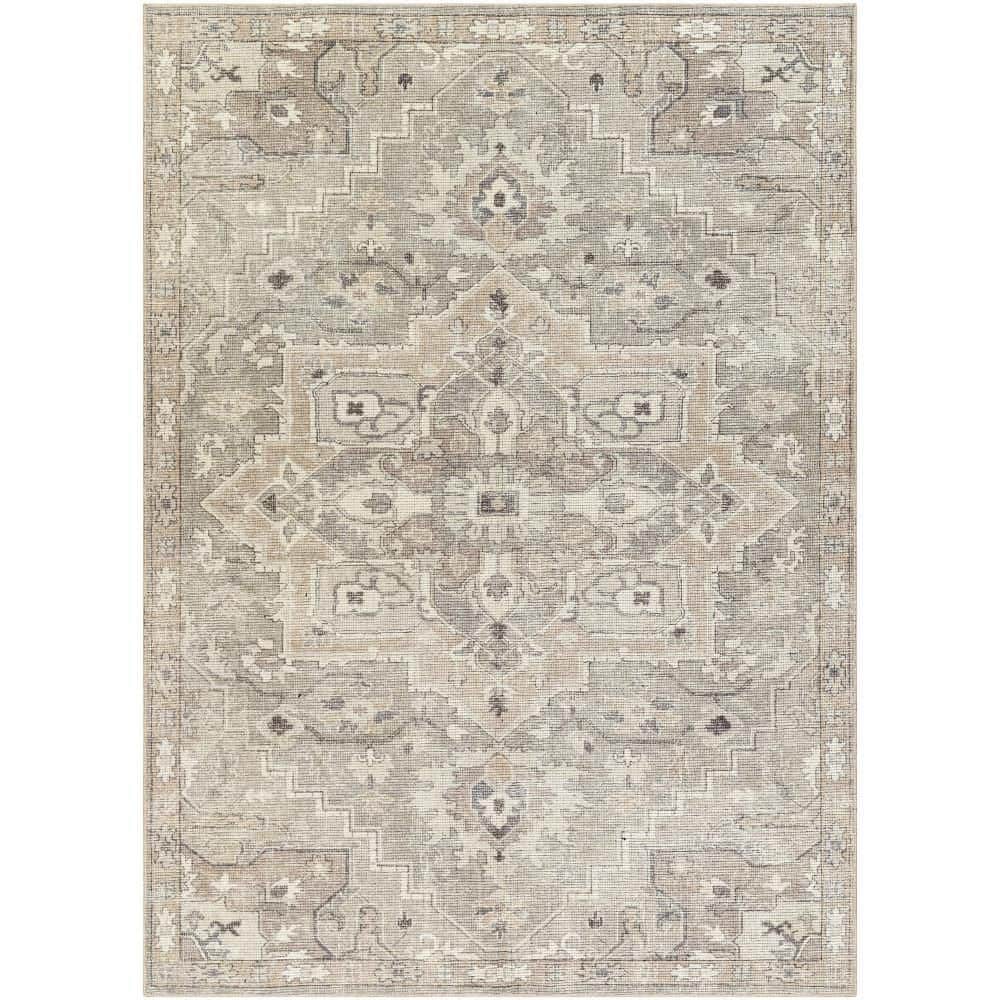 Elle Light Gray and Beige Rectangular Polyester Area Rug