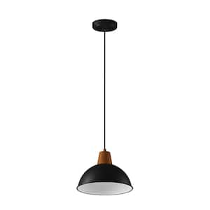 1-Light Black Vintage Pendant Light Adjustable Ceiling Hanging Lights with Hammered Metal Shade