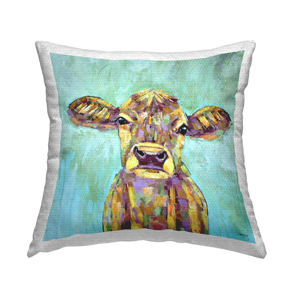 Vivid Blue Country Calf Cattle Multi-Color Square Outdoor Throw Pillow price history on PriceWatchPro