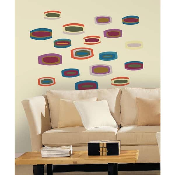 Snap 39.75 in. x 17.125 in. Multi-Colored Ovals Wall Decal
