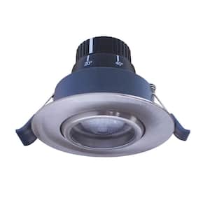 3-3/8 in. 4000K Bright White Integrated LED Recessed Gimball Light Brushed Steel Trim
