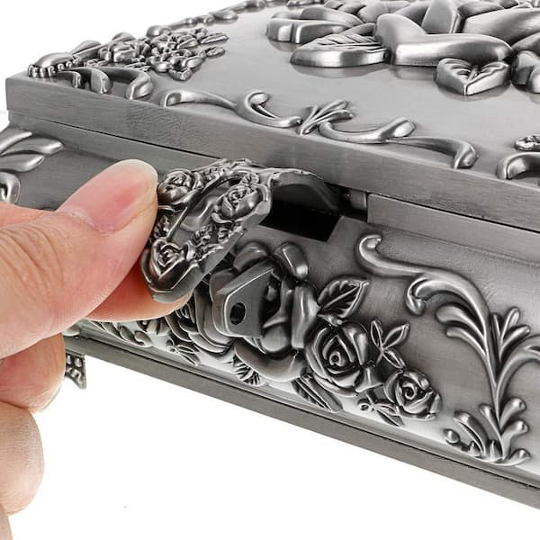 Large Vintage Metal Jewelry Box Antique Jewelry Keepsake Gift Box