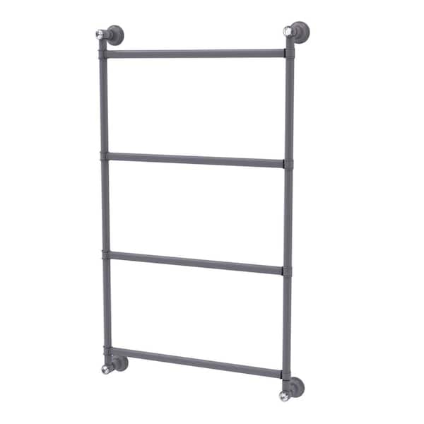Allied Brass Carolina Crystal 24 in. 4-Tier Ladder Towel Rack Bar in Matte Gray