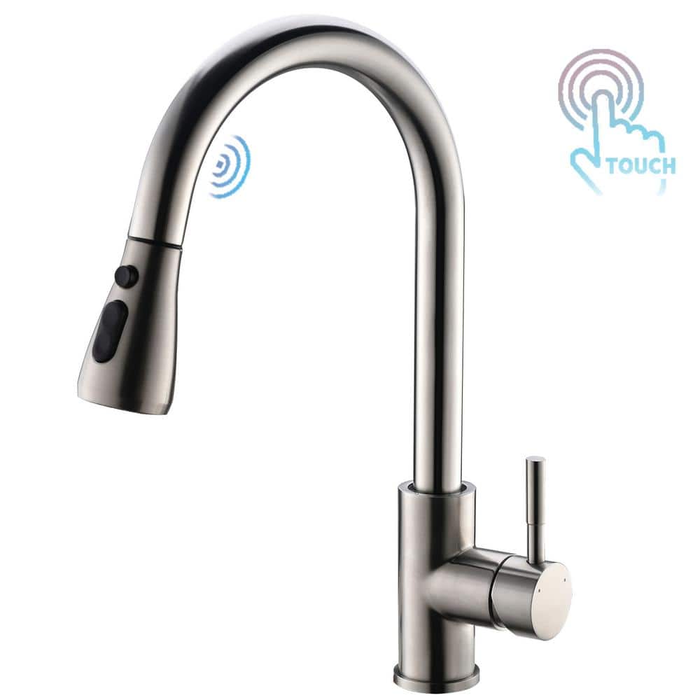 Single-Handle Touch Pull-Down Sprayer Kitchen Faucet with Supply Lines in B