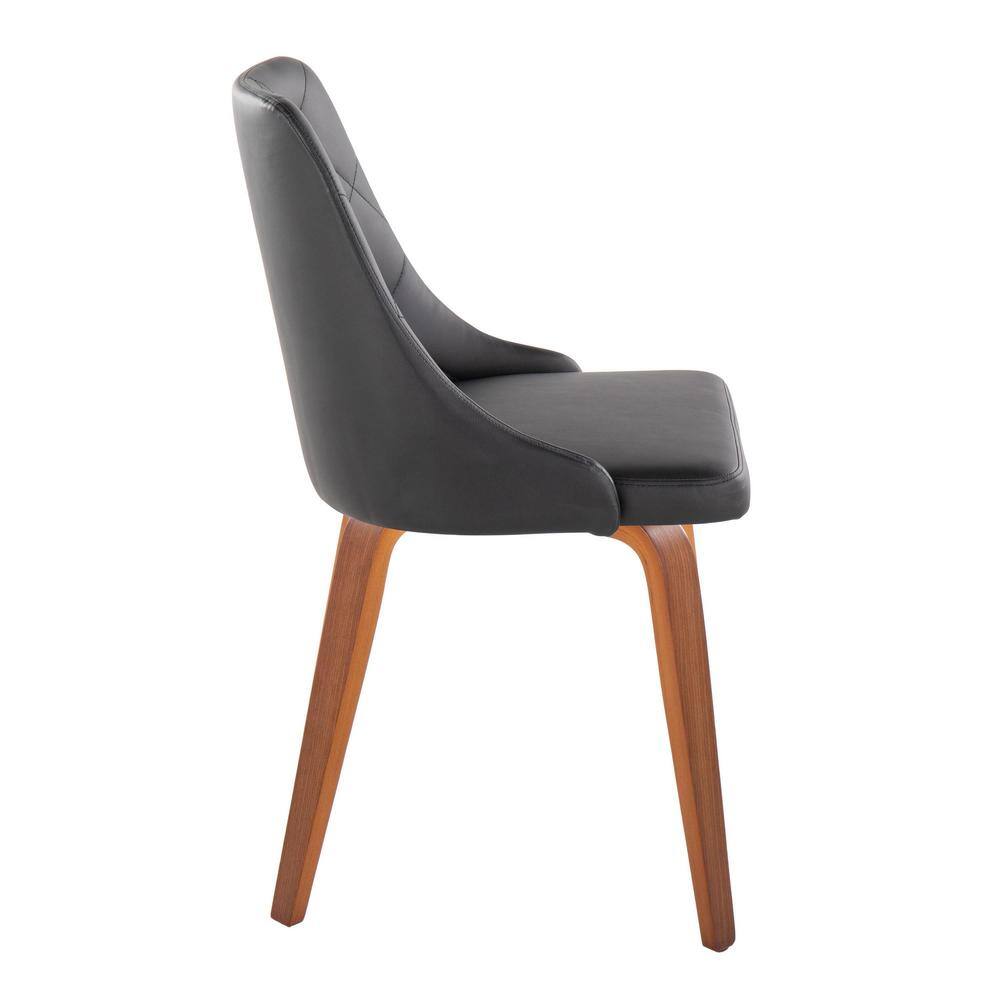 High Back Black Faux Leather Walnut Wood Side Chair