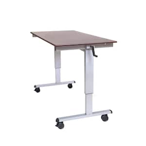 59 in. Rectangular Silver/Walnut Standing Desks with Adjustable Height