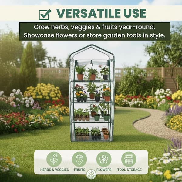 Pure Garden 27.5 in. x 19 in. x 63 in. 4 Tier Greenhouse M150077
