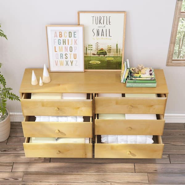 Max & Lily Natural 6 Drawer 60 in. Wide Dresser 1800216000-001