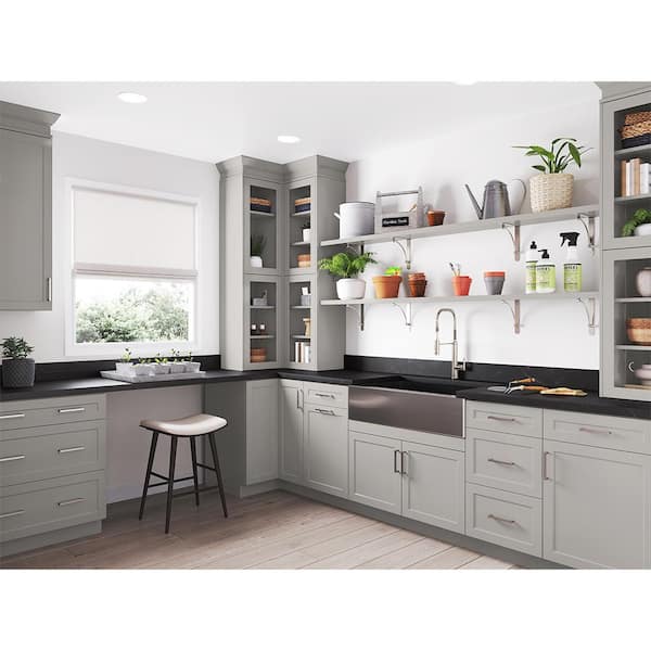 Hampton Bay Designer Series Melvern Assembled 33x34.5x23.75 in. Pots and Pans Drawer Base Kitchen Cabinet in White