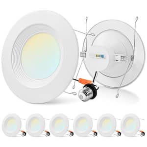 5/6 in. LED Can Light Adjustable CCT 2700K-5000K 17W=90W 1500LM Dimmable Integrated LED Recessed Baffle Trim (6-Pack)