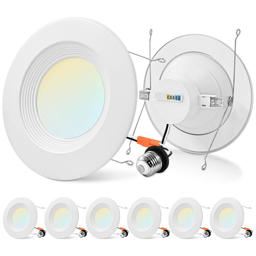 5/6 in. LED Can Light Adjustable CCT 2700K-5000K 17W=90W 1500LM Dimmable Integrated LED Recessed Baffle Trim (6-Pack) price history on PriceWatchPro