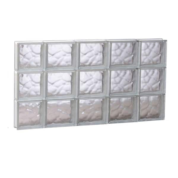 Clearly Secure 34.75 in. x 17.25 in. x 3.125 in. Frameless Wave Pattern Non-Vented Glass Block Window