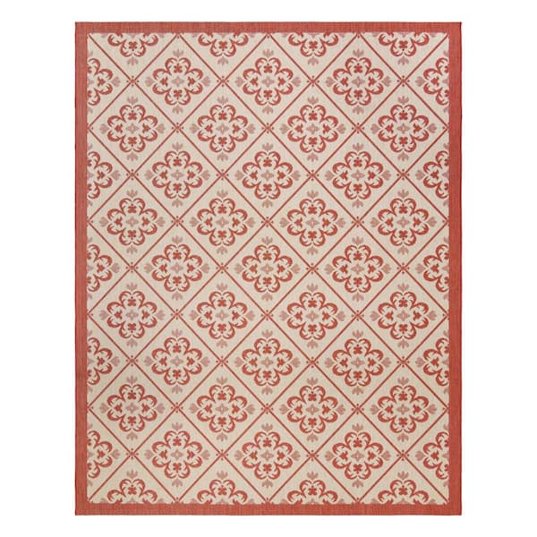 Gertmenian Paseo Bran Red 5 ft. x 7 ft. Trellis Indoor/Outdoor Area Rug