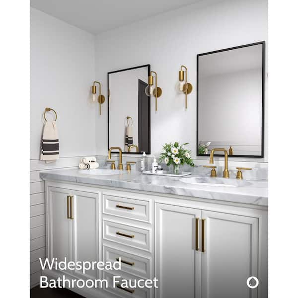 8 in. Widespread Double Handle Bathroom Faucet with Drain Kit in Gold