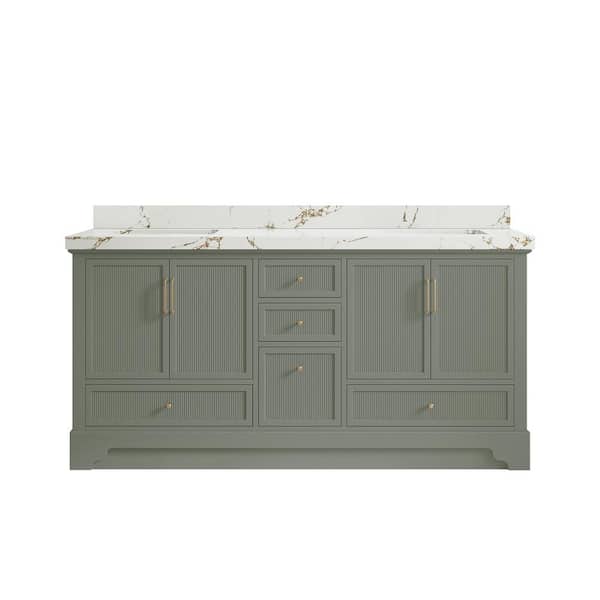 Willow Collections Alys 72 in. W x 22 in. D x 36 in. H Double Sink Bath Vanity in Evergreen with 2 in. Viola Brown Top