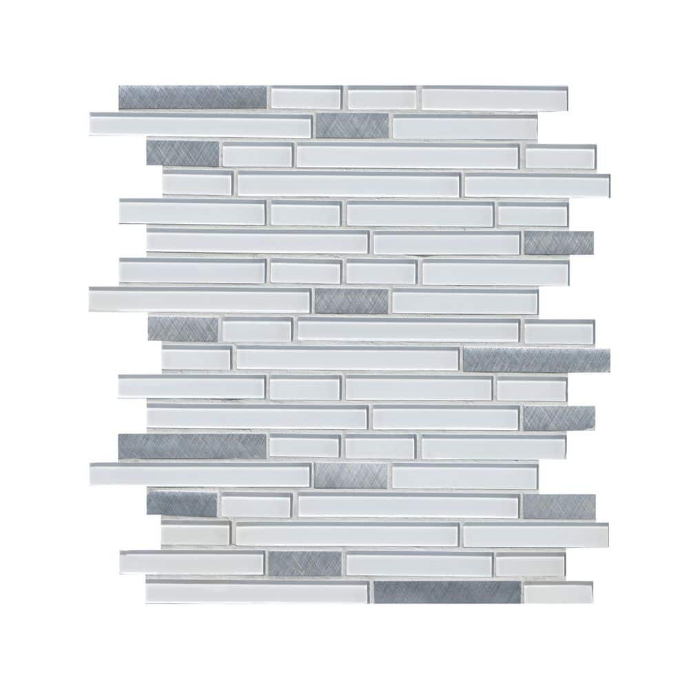 Take Home Tile Sample - Lucid Sky Interlocking 6 in. x 6 in. x 4 mm Glass Metal Mosaic Tile price history on PriceWatchPro