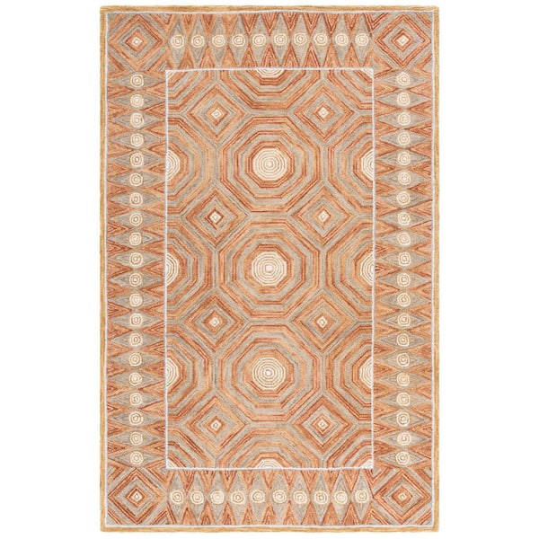 Micro-Loop 3 ft. x 5 ft. Rust/Ivory Geometric Chevron Area Rug