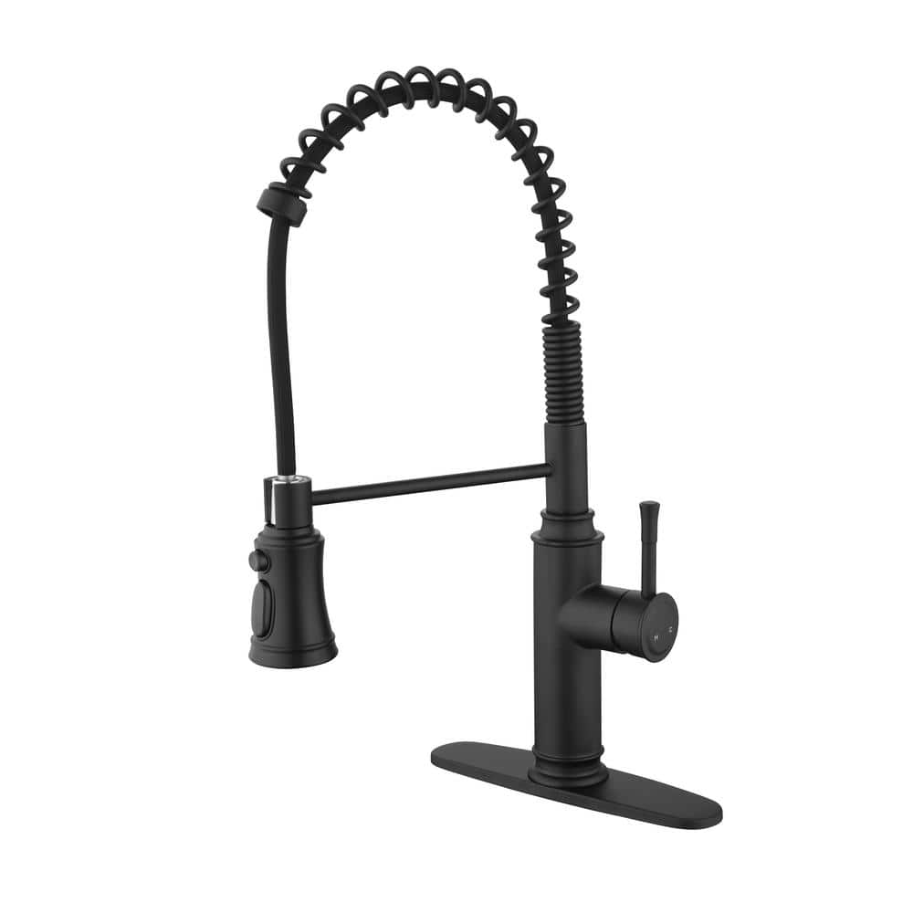 Lukvuzo Single Handle Pull Down Sprayer Kitchen Faucet With Spot Resistant In Matte Black 8215