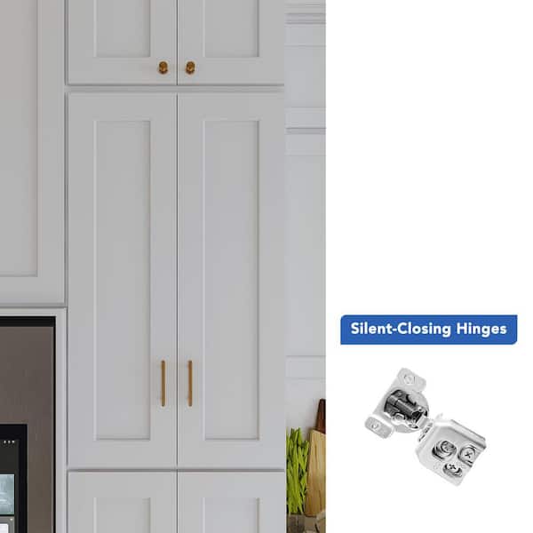 24 in. W x 24 in. D x 42 in. H Ready to Assemble Double Shaker Pantry Kitchen Cabinet in Newport White