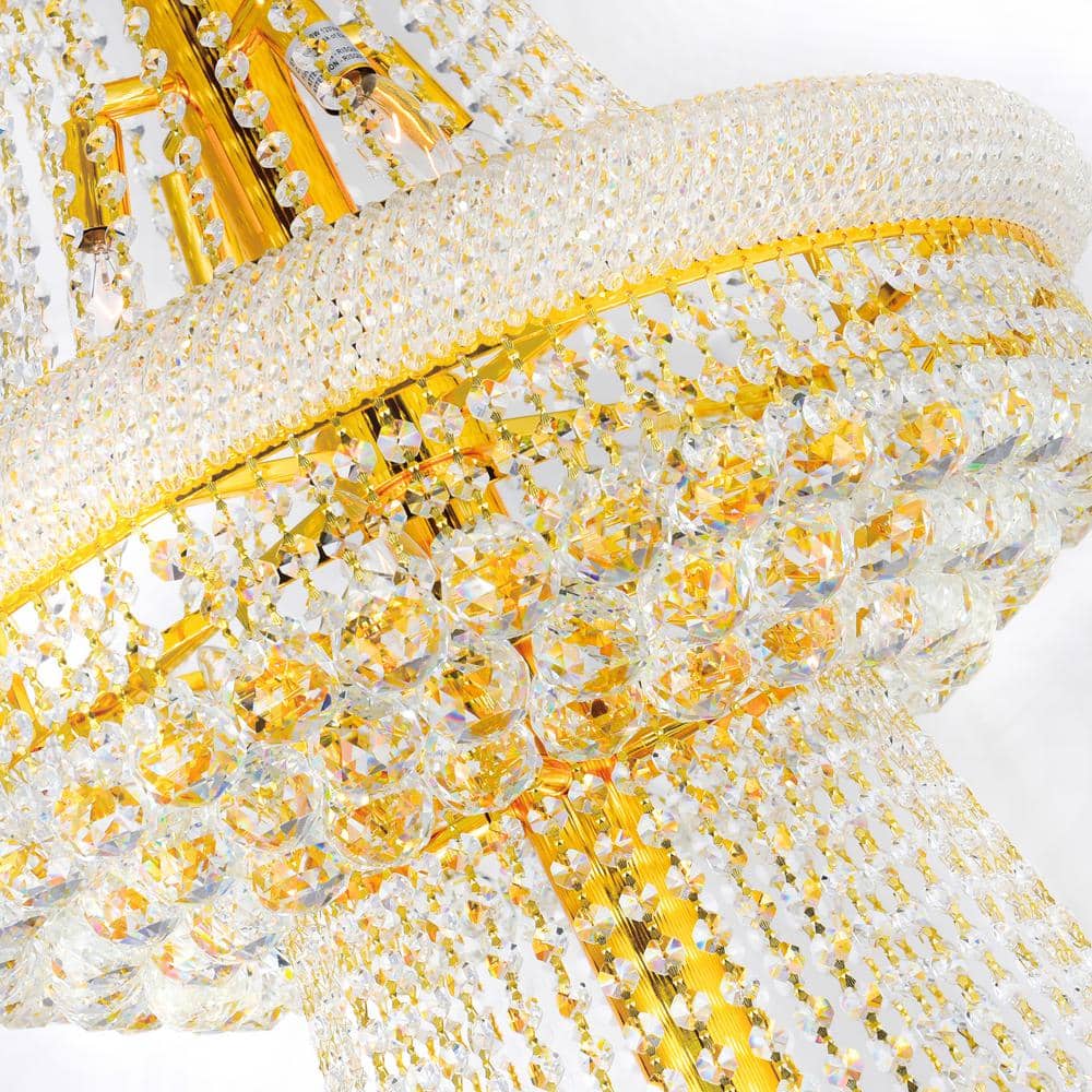 Gold Empire 38-Light Crystal Tiered Chandelier