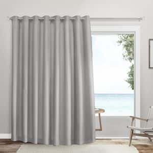 Sateen Patio Silver Solid Room Darkening 100 in. x 96 in. Grommet Top Curtain Panel (Single Set)