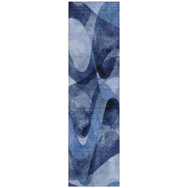 Chantille ACN536 Navy 2 ft. 3 in. x 7 ft. 6 in. Machine Washable Indoor/Outdoor Geometric Runner Rug
