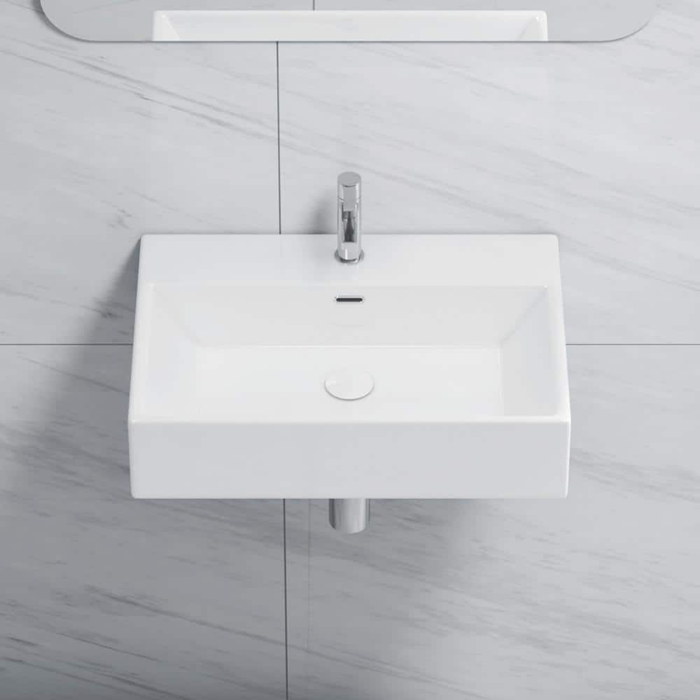 Turner 24" White Ceramic Rectangular Wall-Mount Bathroom Sink
