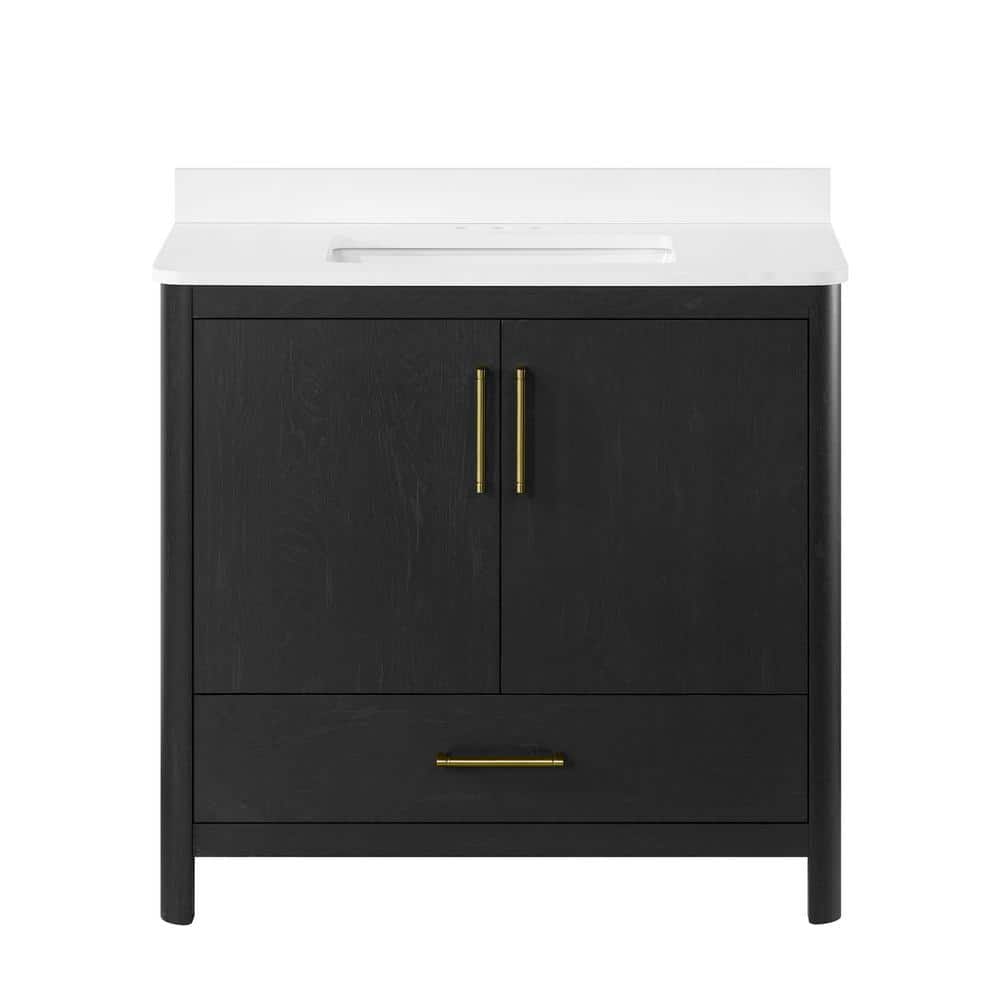 Dario 36" Ebony Wood Freestanding Bathroom Vanity with Marble Countertop