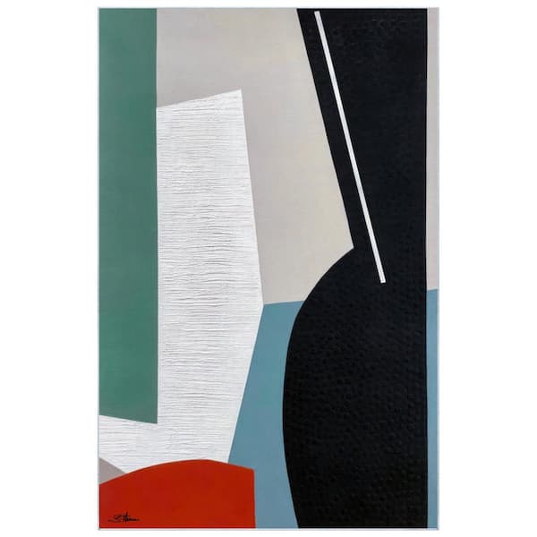 Black Gray Green White, 5'x8' Washable Abstract Art, Power-loomed, Heavenly Softness with Non-Slipping Backing Area Rug