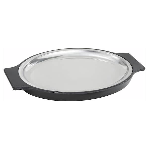 Winco 8 in. W x 1.5 in. H 11 in. D Silver Stainless Steel Serving Tray with Bakelite Underline