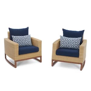 Mili Wicker Outdoor Lounge Chair with Sunbrella Navy Cushion (2-Pack)