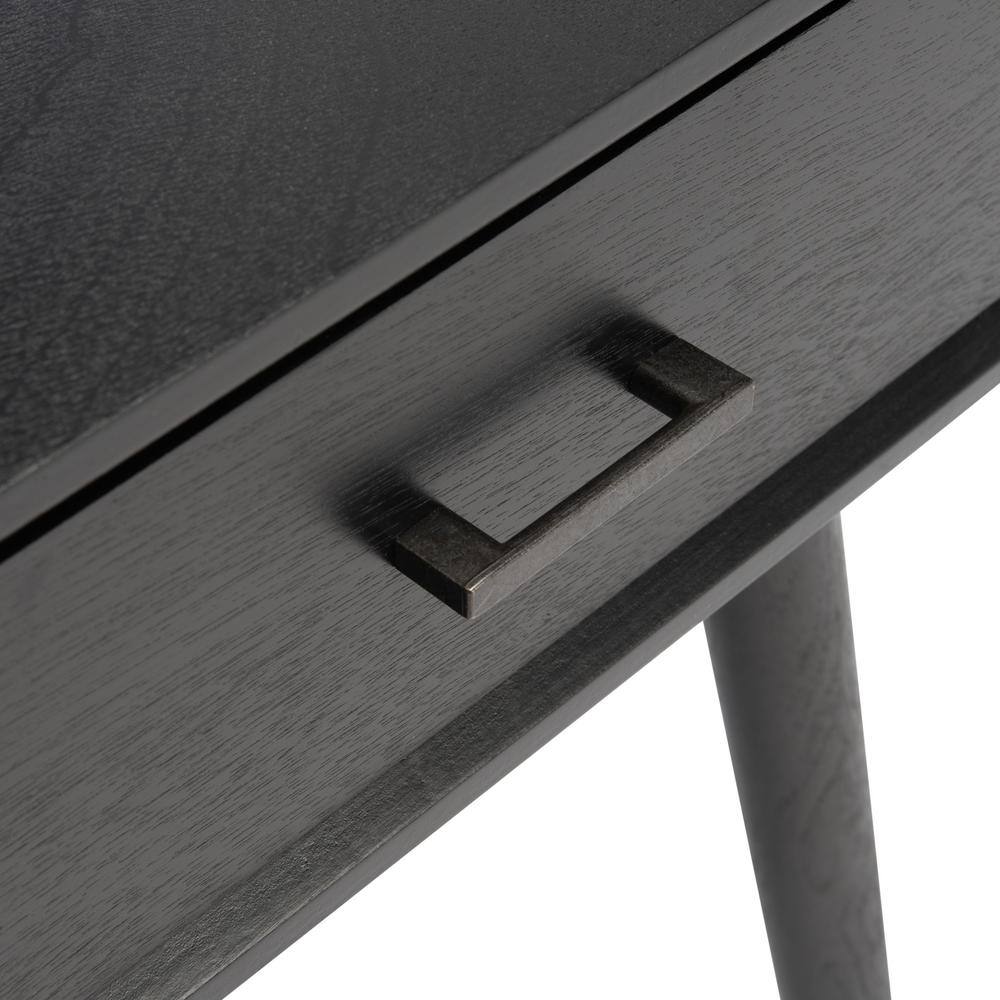 Mid-Century Charm Black Writing Desk with Splayed Legs and Drawer