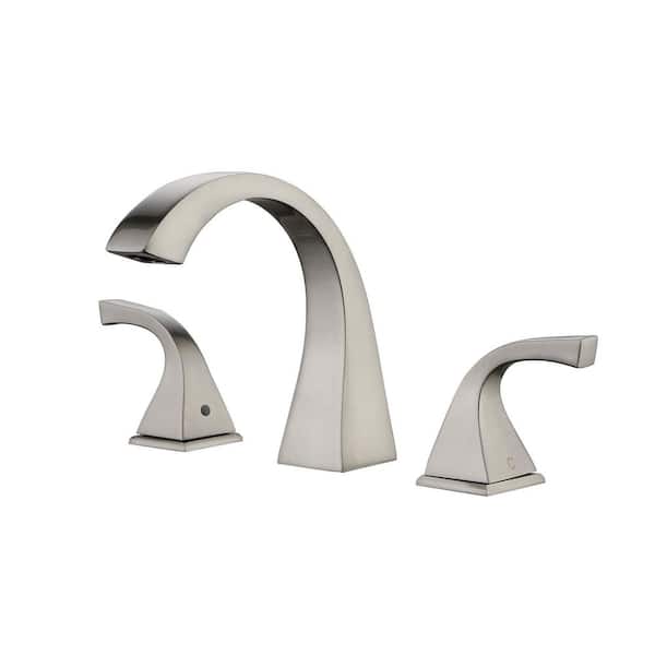 WELLFOR 8 in. Widespread Double Handle Bathroom Faucet in Brushed Nickel