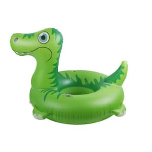 Green Solar-Powered Dinosaur Inflatable Swimming Ring Pool Tubes for Night Swimming