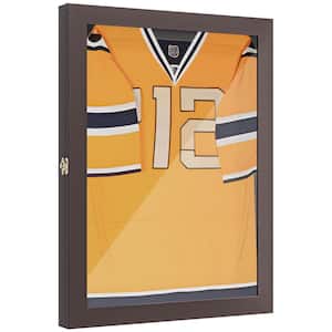 24 in. x 32 in. Brown Picture Frame, Jersey Display Case, Wall-Mounted Memorabilia Acrylic Shadow Box with Hanger