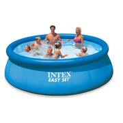 Easy Set 13 ft. W x 12 in. H x 30 in. D Round Inflatable Pool, Pump and Filter & Above Ground Rope Tie Pool Cover