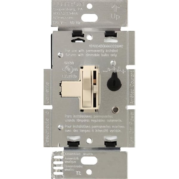 Lutron Toggler Dimmer Switch for Magnetic Low-Voltage, 600-Watt/Single-Pole, Light Almond (AYLV-600P-LA)